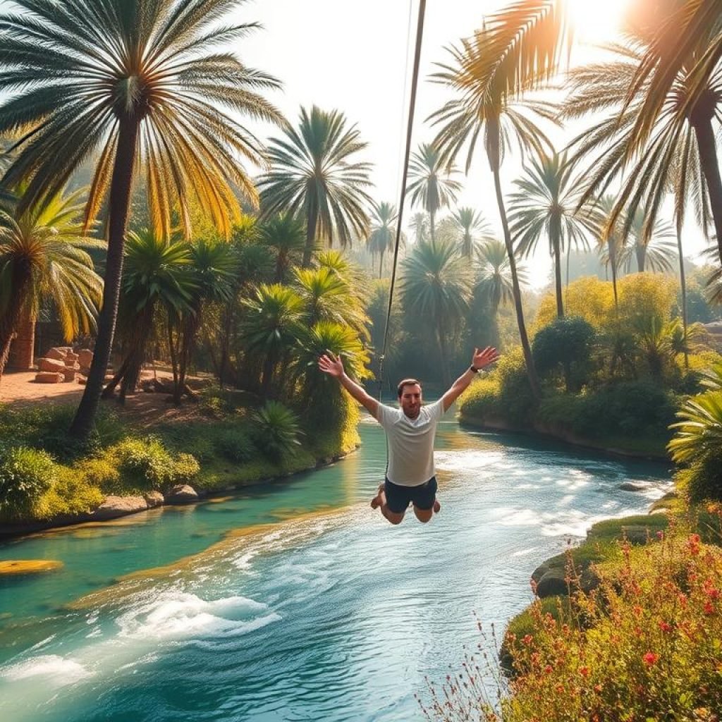 Freshwater zip lining in Morocco