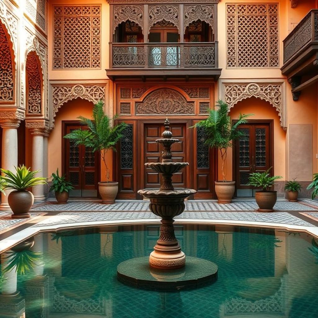 Moroccan riad courtyard Moroccan riad courtyard