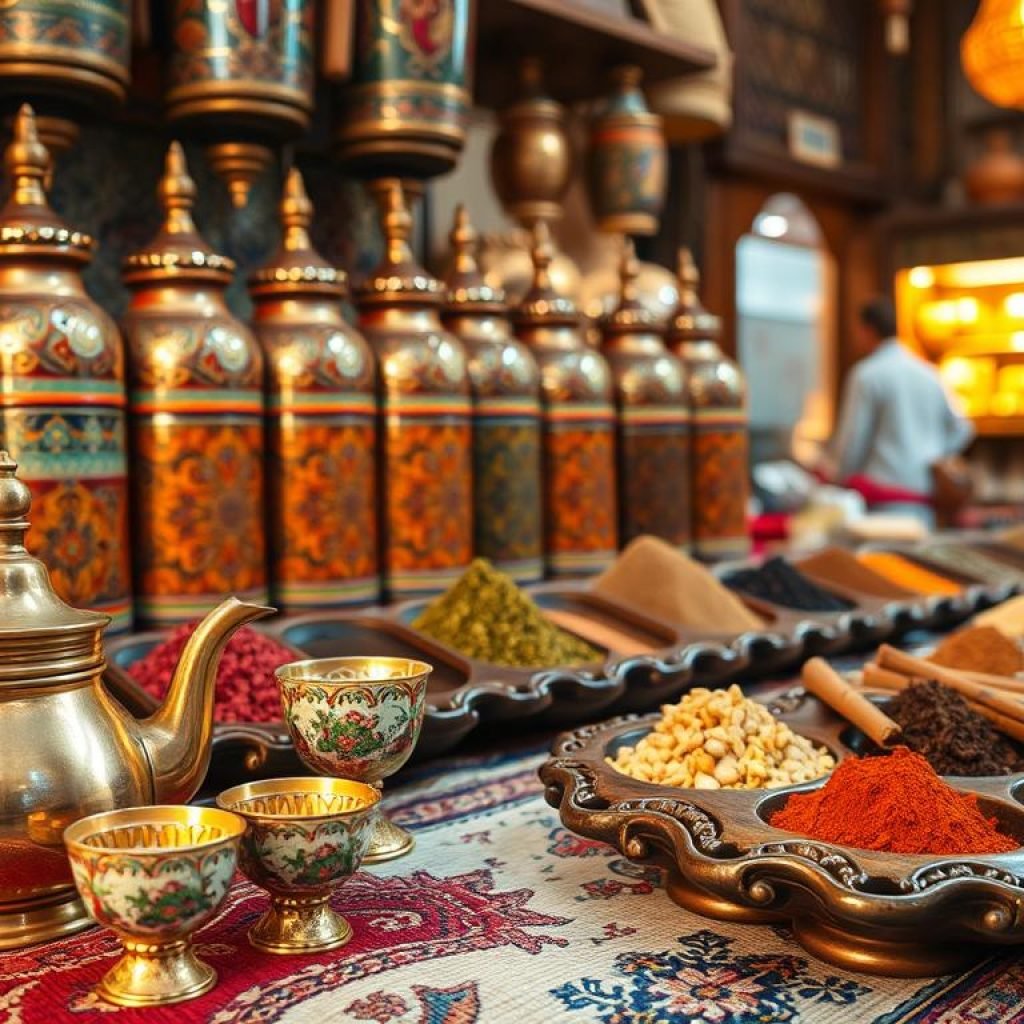 Moroccan spices and tea ceremony essentials