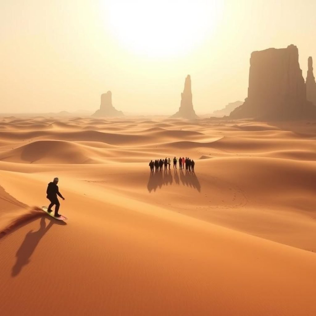 Sahara desert sandboarding