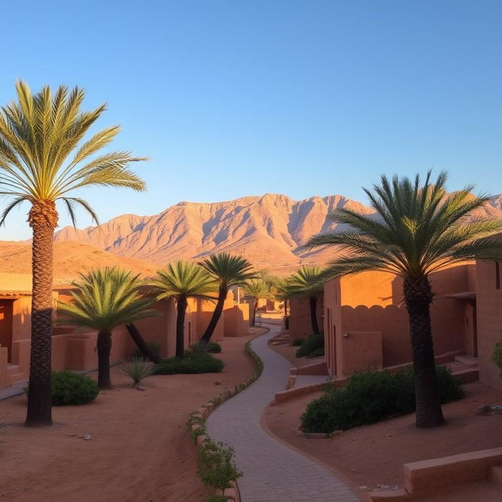 Traditional mud-brick kasbahs in Morocco
