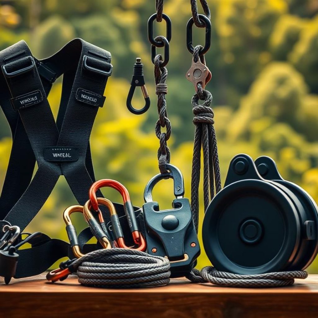 zip lining gear and equipment